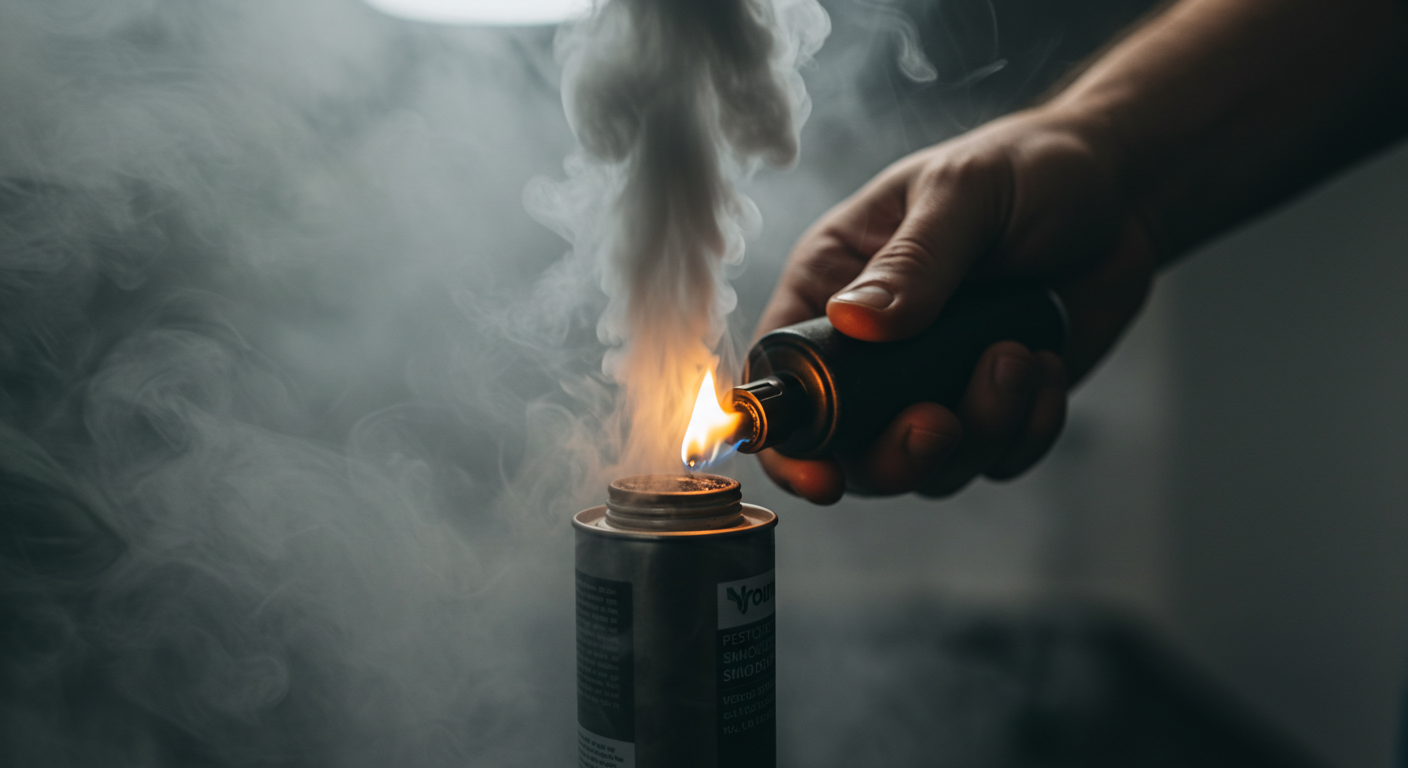 Pest control smoke treatment example