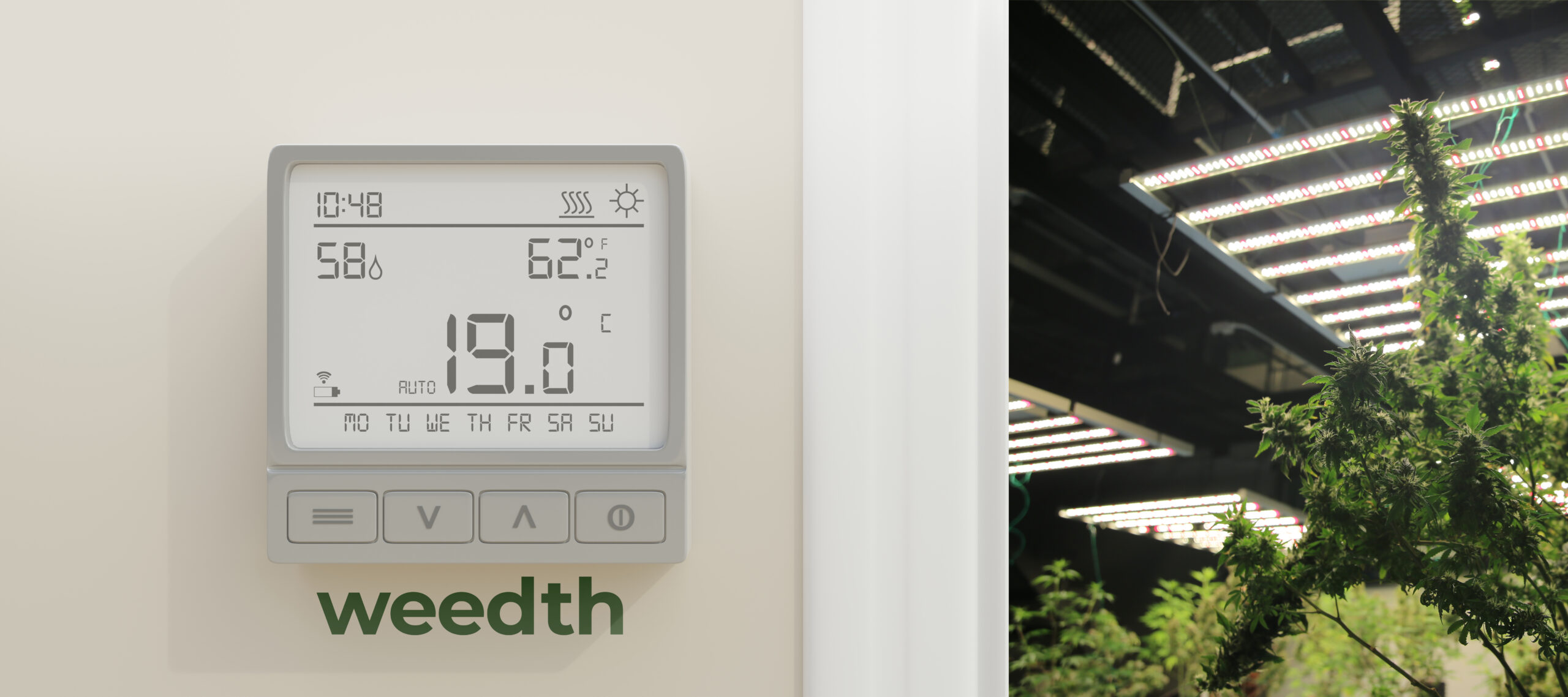Temperature controller monitoring an indoor cannabis growing environment