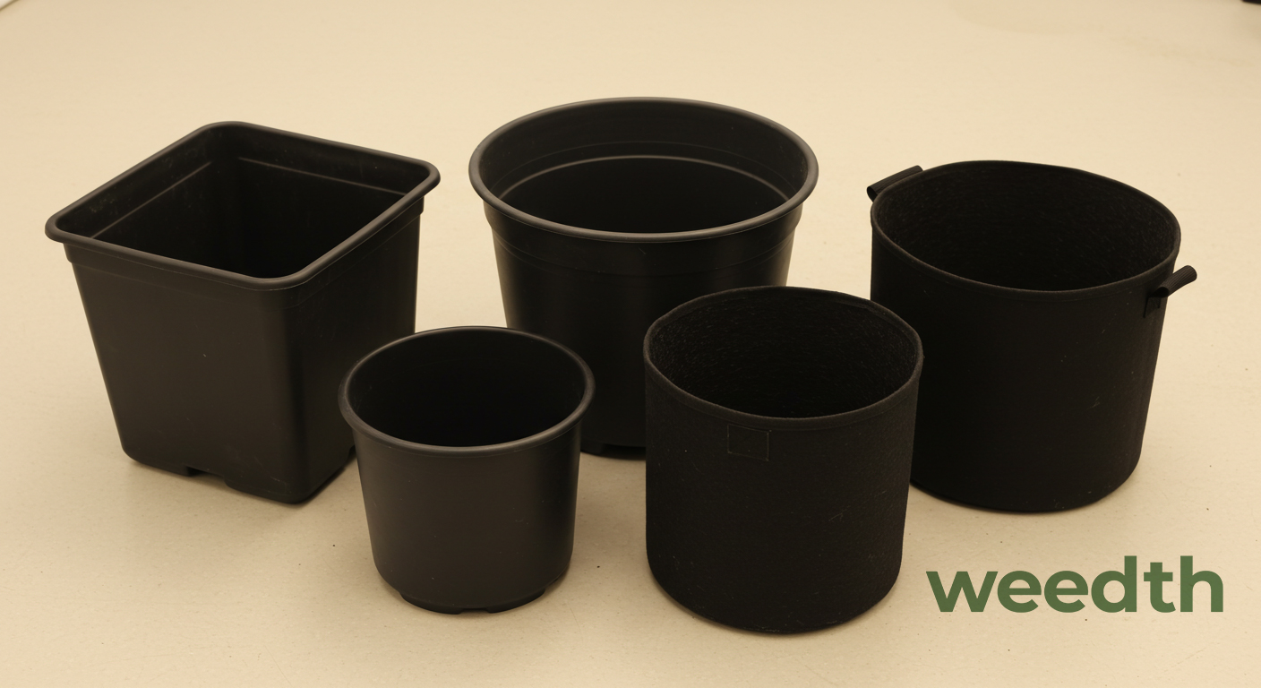 Fabric and plastic cannabis containers shown side by side