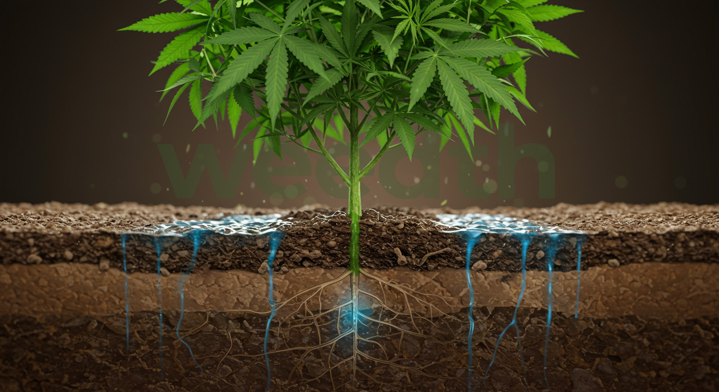 Water movement through the root zone of a cannabis plant