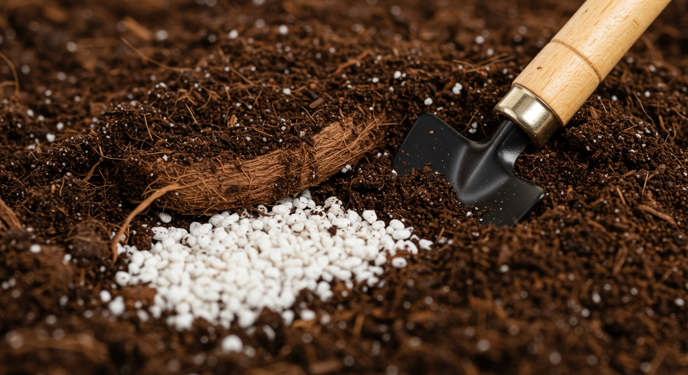 Airy coco coir and perlite growing medium