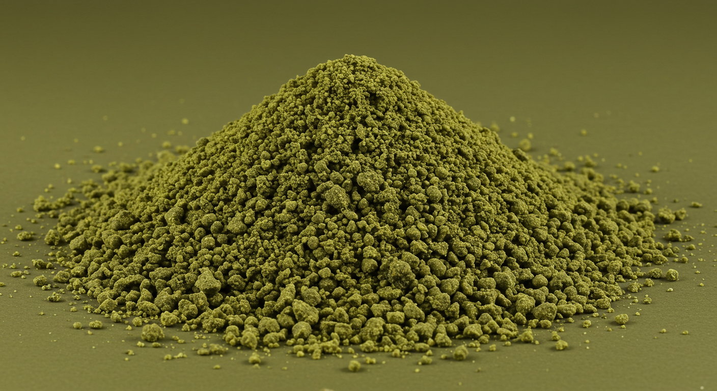Kelp meal used as a nutrient amendment in organic cannabis soil.