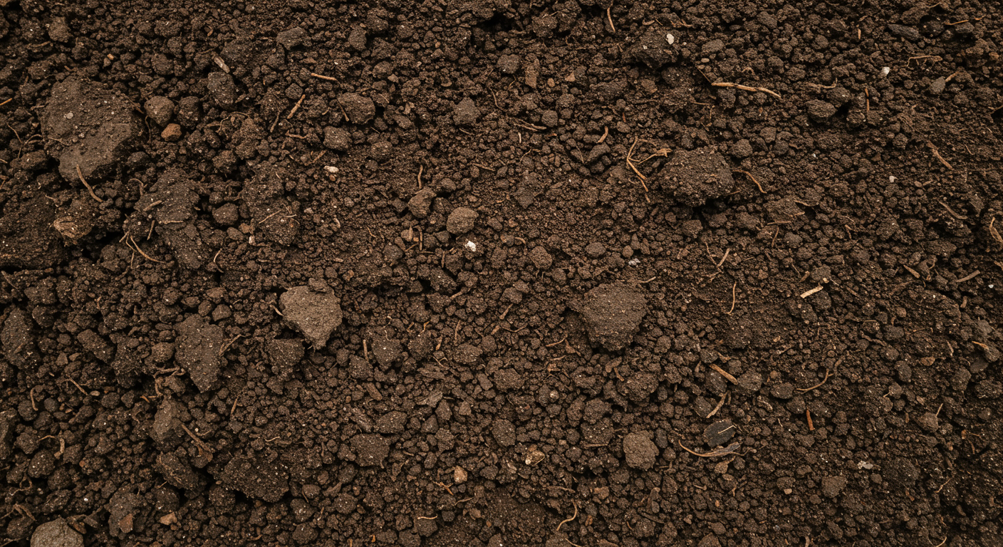 Loamy soil texture showing a balanced outdoor soil structure.