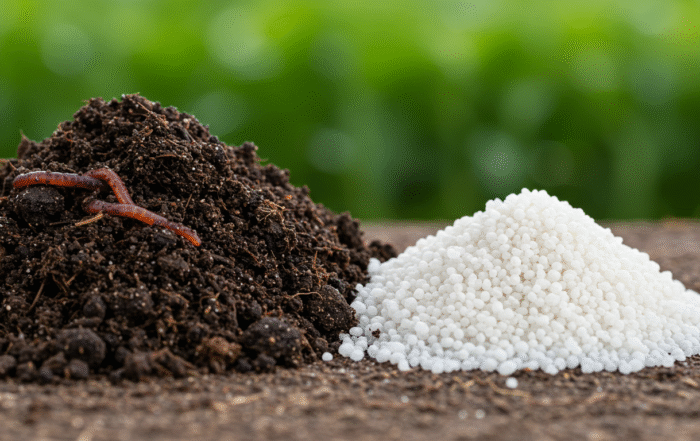 comparison of organic worm castings and synthetic granular fertilizer on a soil surface