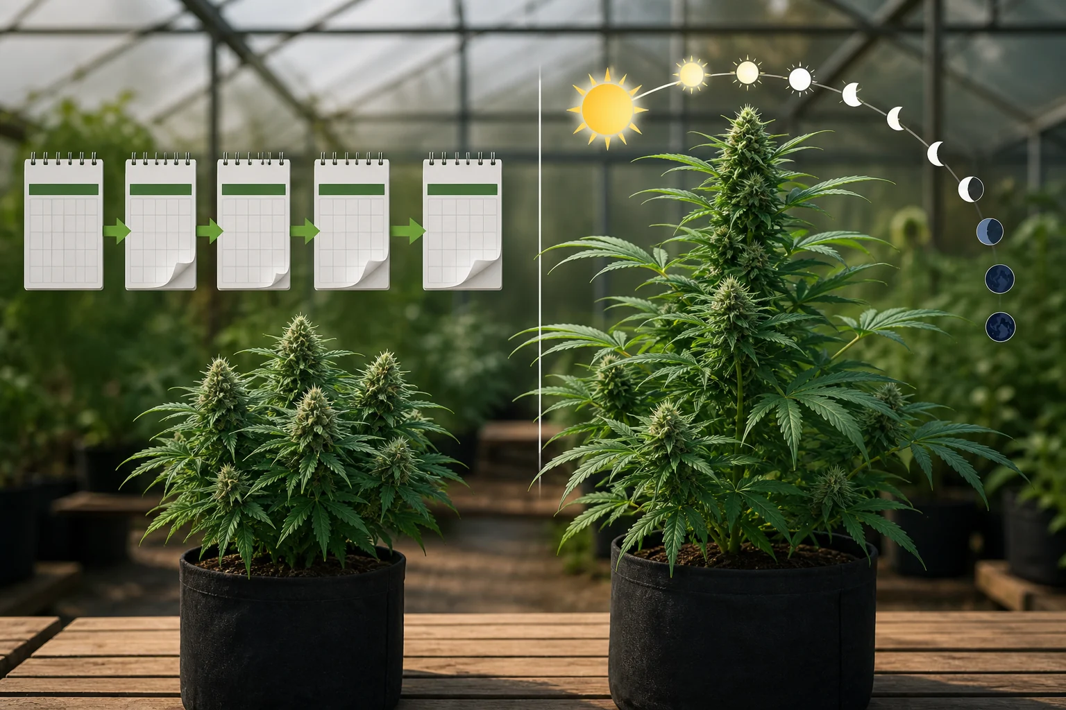 Autoflower and photoperiod cannabis plants compared with timing cues